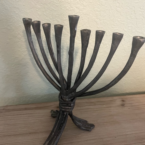 Handcrafted menora. Contemporary. Perfect for mantle. Hanukkah. - Picture 3 of 5